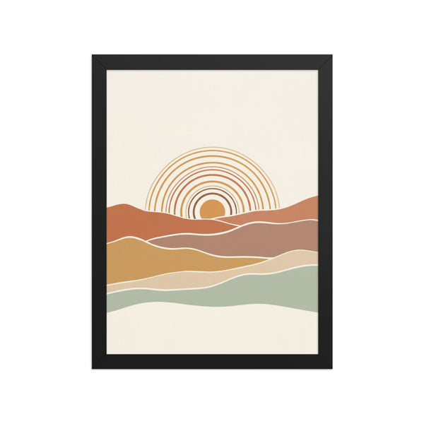 Affiche encadrée montagne minimaliste – Soleil levant