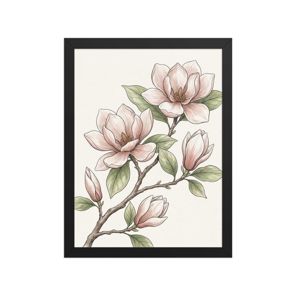 Poster encadré fleur magnolia – Décoration murale