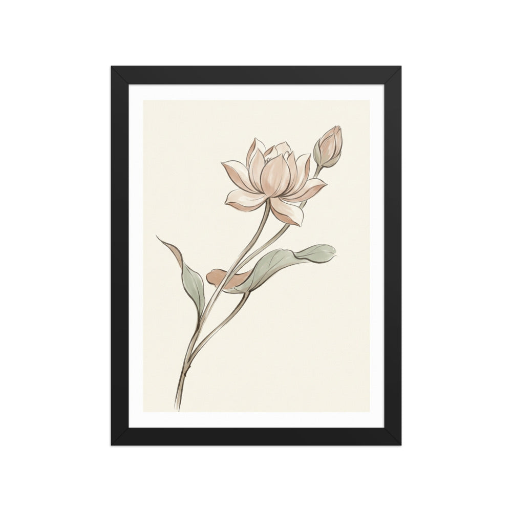 Affiche encadrée fleur de lotus – Botanique zen