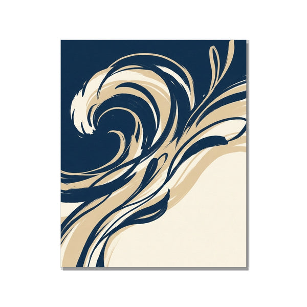 Toile Canvas Vague Japonaise – Bleu Nuit & Sable