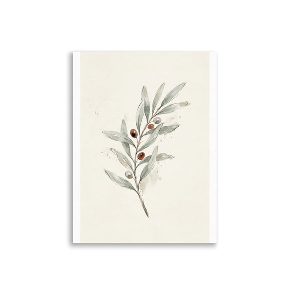 Poster Olivier Minimaliste – Aquarelle Méditerranéenne