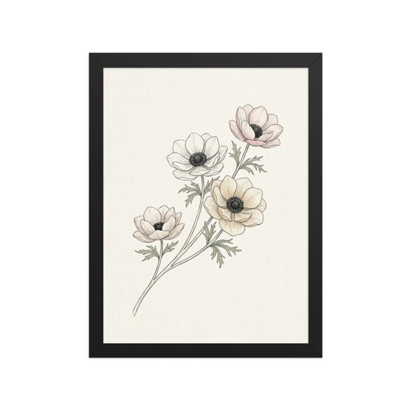 Affiche encadrée fleur botanique minimaliste