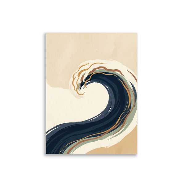 Affiche Grande Vague Japonaise – Bleu Nuit & Sable