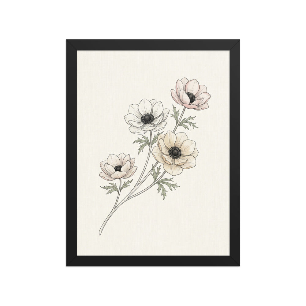 Affiche encadrée fleur botanique minimaliste